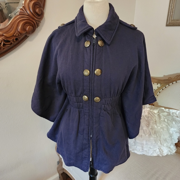 Material Girl Navy Blue Poncho Vest Size Large - Picture 8 of 10